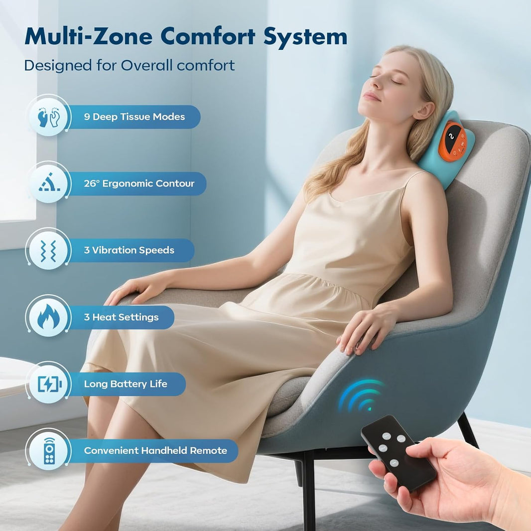Neck Massager with Multi-Directional Stretch, Heating & Vibration