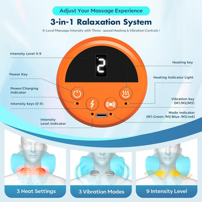 Neck Massager with Multi-Directional Stretch, Heating & Vibration