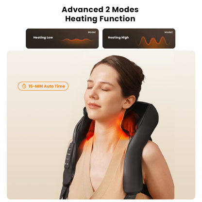 Shiatsu Neck Massager with 3 Optional Massage Area and Heat